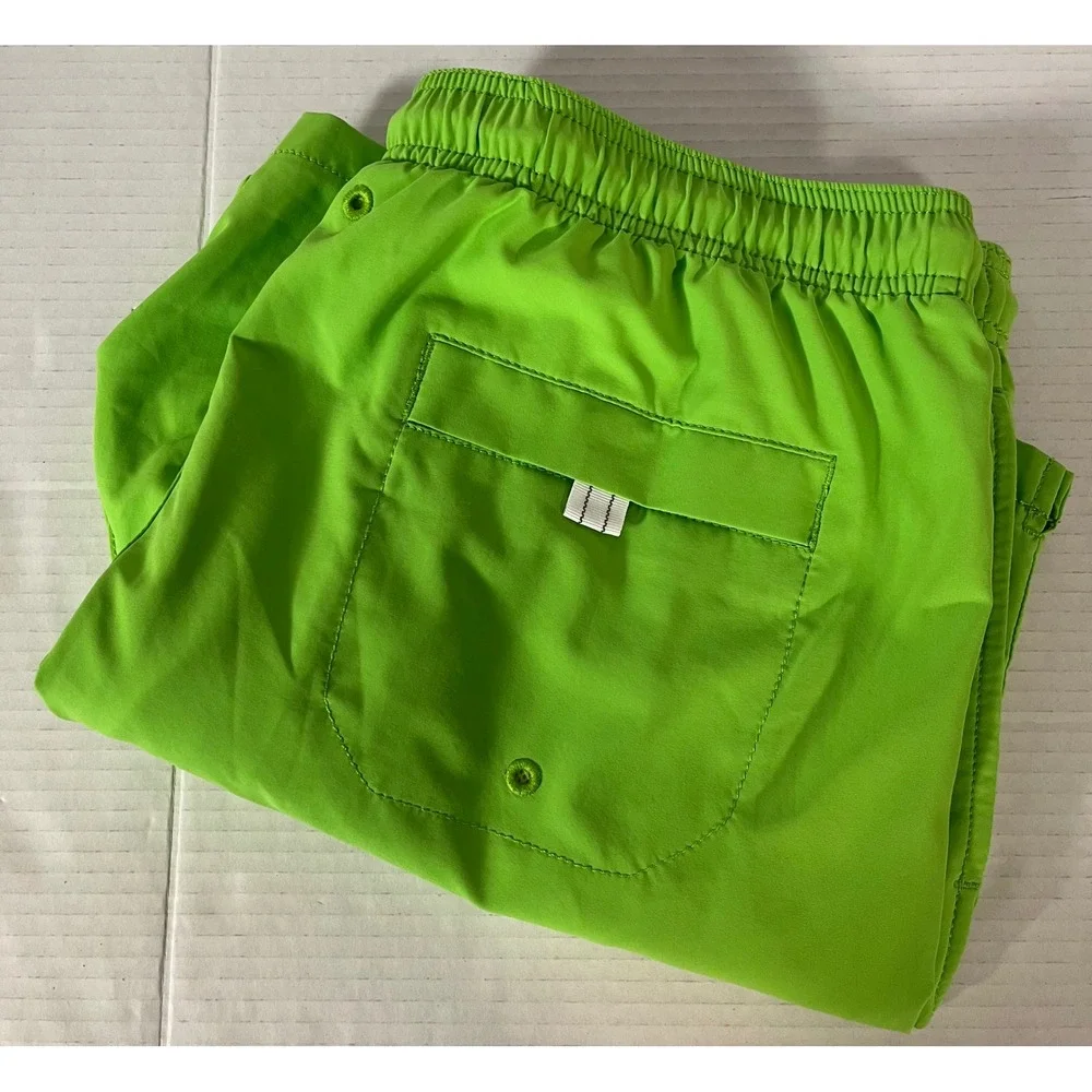 Tommy Bahama Swim Trunks Mens Large Lime Green Marlin Logo Drawstring Mesh Liner